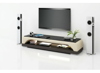 RTV TV-meubel van leer en glas, televisiekast, tafel, ontwerperdecor