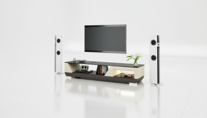RTV-TV-meubel van leer glas decor tafel tv-kast tafel ontwerper