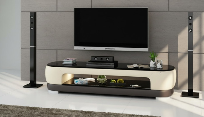 RTV TV Sideboard Decor Leder Glas Tisch Fernseh Schrank Tisch Designer.