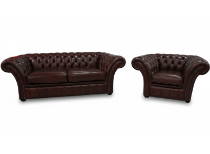 Chesterfield Bank Bekleding Zitbankstel Sofa Bankstel 2+1