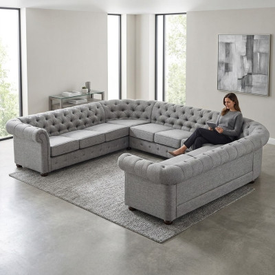 Chesterfield Bank Bank Bekleding Woonlandschap U-vorm Salon Bank Hoekbank