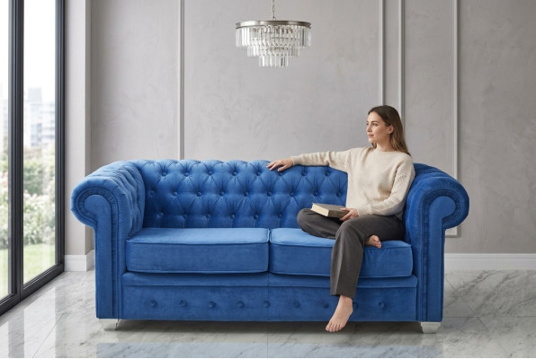 Chesterfield Design Luxus Beklede Sofa Bank Zithoek Leder Textiel Nieuw #H3