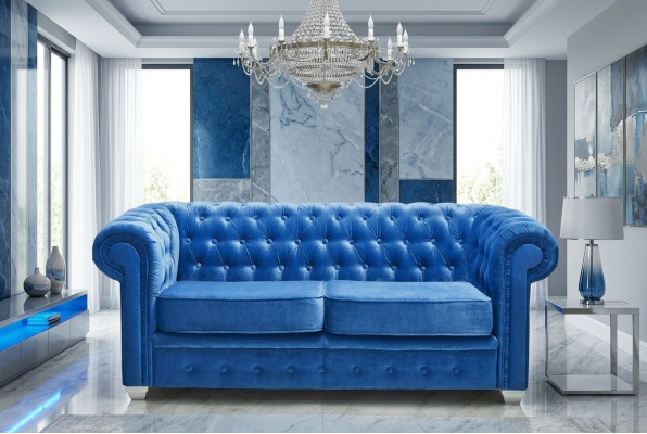 Chesterfield Design Luxus Beklede Sofa Bank Zithoek Leder Textiel Nieuw #H3