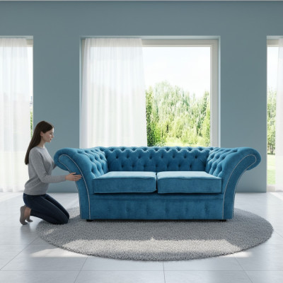Chesterfield Sofa Bank Beklede Sofa's Klassieke 2-zitter Leren Stof Winchester