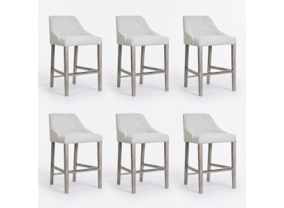 6x Barkruk Barkruk Teller Stoel Set Stoelen Gestoffeerd Chesterfield Design Stijl