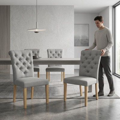 4x Stoelen Stoel Bekleding Ontwerp Lounge Zitje Leuning Set Fauteuil Chesterfield