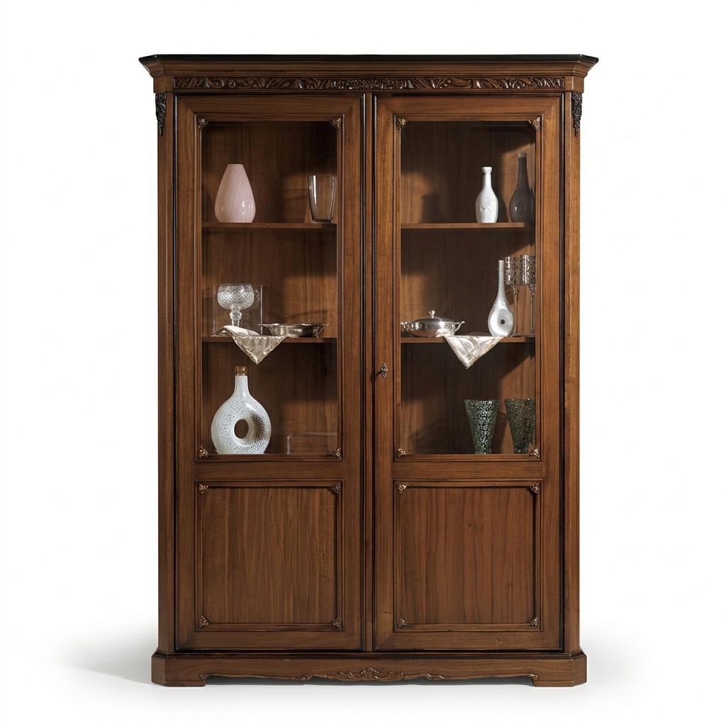 Vitrine Hout Luxe Kasten Klassieke Dressoir Ontwerpmeubelen Italiaans Bruin